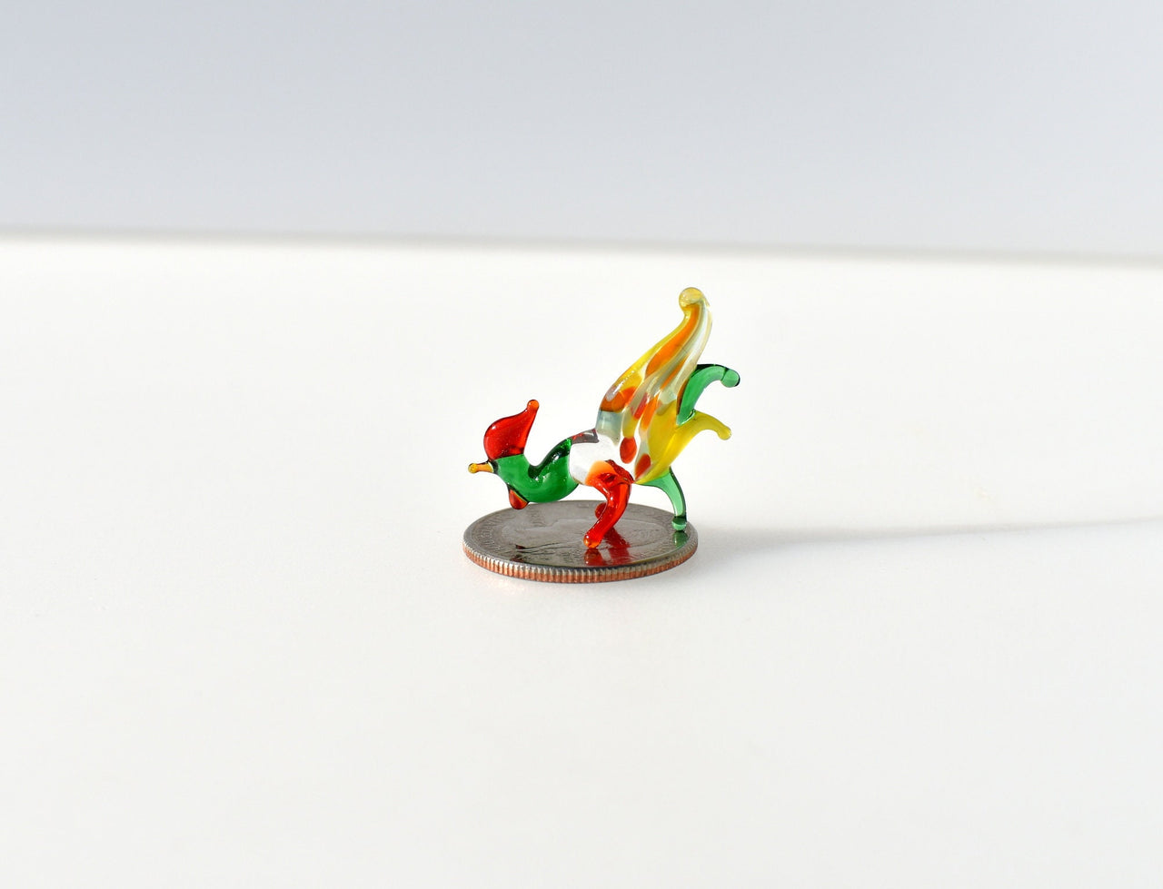 Lampwork Glass Rooster Miniature: Whimsical Colorful Figurine