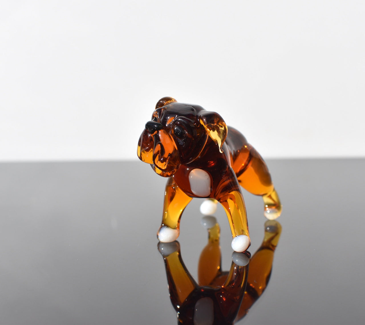 Handmade Glass Bulldog Figurine: Collectible Art Glass Sculpture