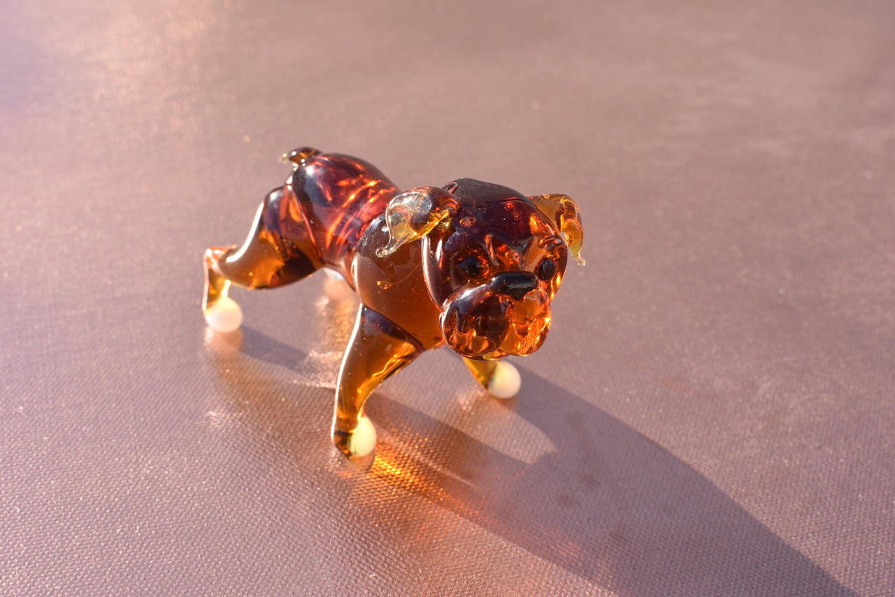 Handmade Glass Bulldog Figurine: Collectible Art Glass Sculpture