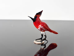Handmade Glass Bird Figurine: Collectible Cardinal Sculpture
