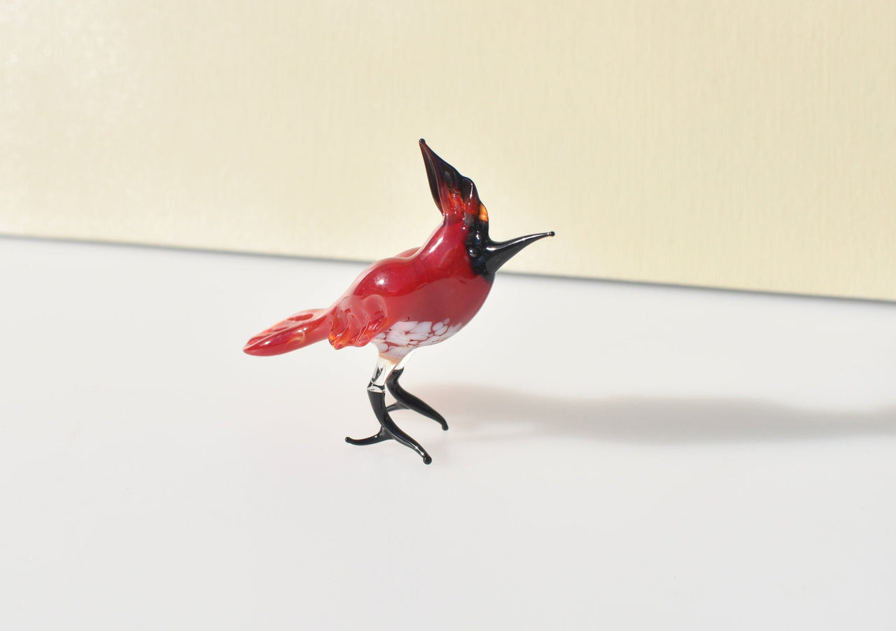Handmade Glass Bird Figurine: Collectible Cardinal Sculpture