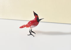 Handmade Glass Bird Figurine: Collectible Cardinal Sculpture