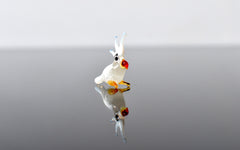 Handmade Glass Cockatoo Figurine: Whimsical Miniature Parrot Sculpture