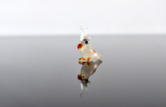 Handmade Glass Cockatoo Figurine: Whimsical Miniature Parrot Sculpture