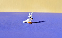 Handmade Glass Cockatoo Figurine: Whimsical Miniature Parrot Sculpture