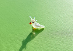 Handmade Glass Cockatoo Figurine: Whimsical Miniature Parrot Sculpture