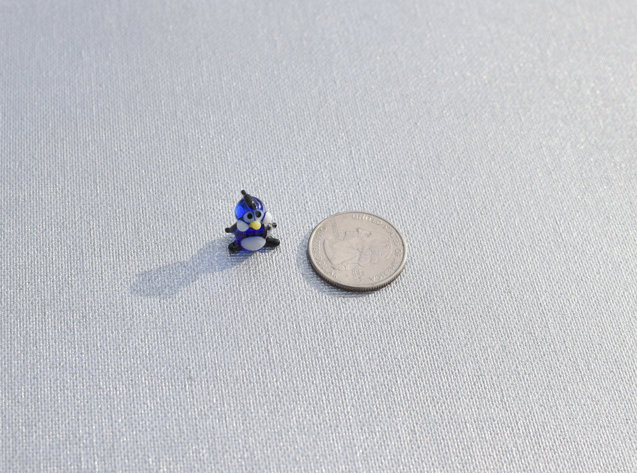 Lampwork Miniature Penguin: Blue Glass Menagerie Character