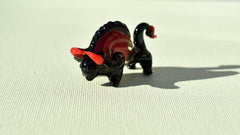 Flame Worked Glass Bull Figurine: Black and Red Art Glass Sculpture