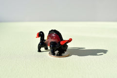 Flame Worked Glass Bull Figurine: Black and Red Art Glass Sculpture