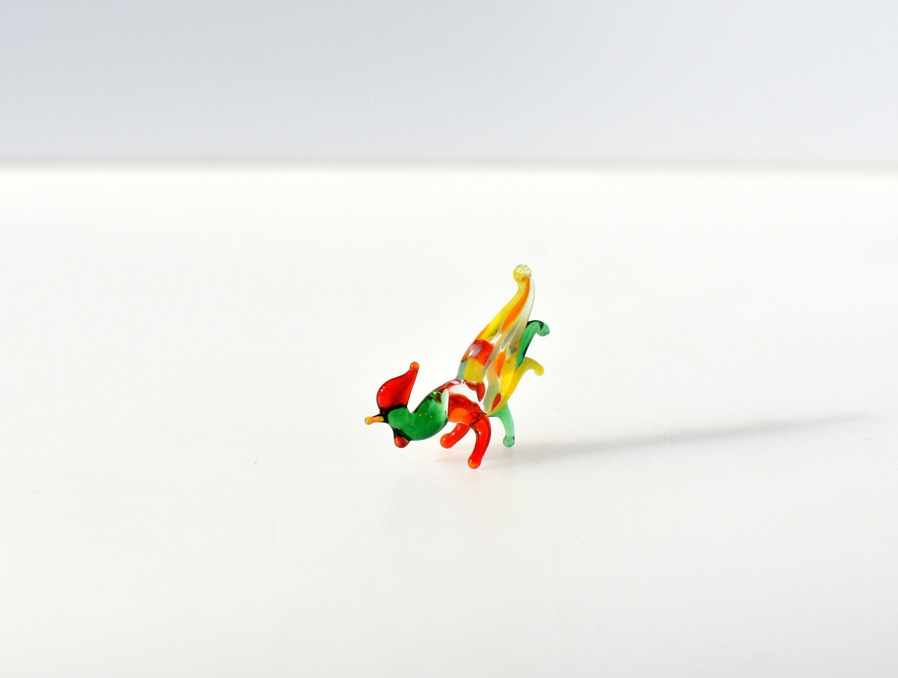 Lampwork Glass Rooster Miniature: Whimsical Colorful Figurine