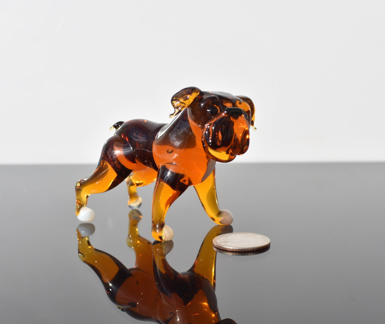 Handmade Glass Bulldog Figurine: Collectible Art Glass Sculpture