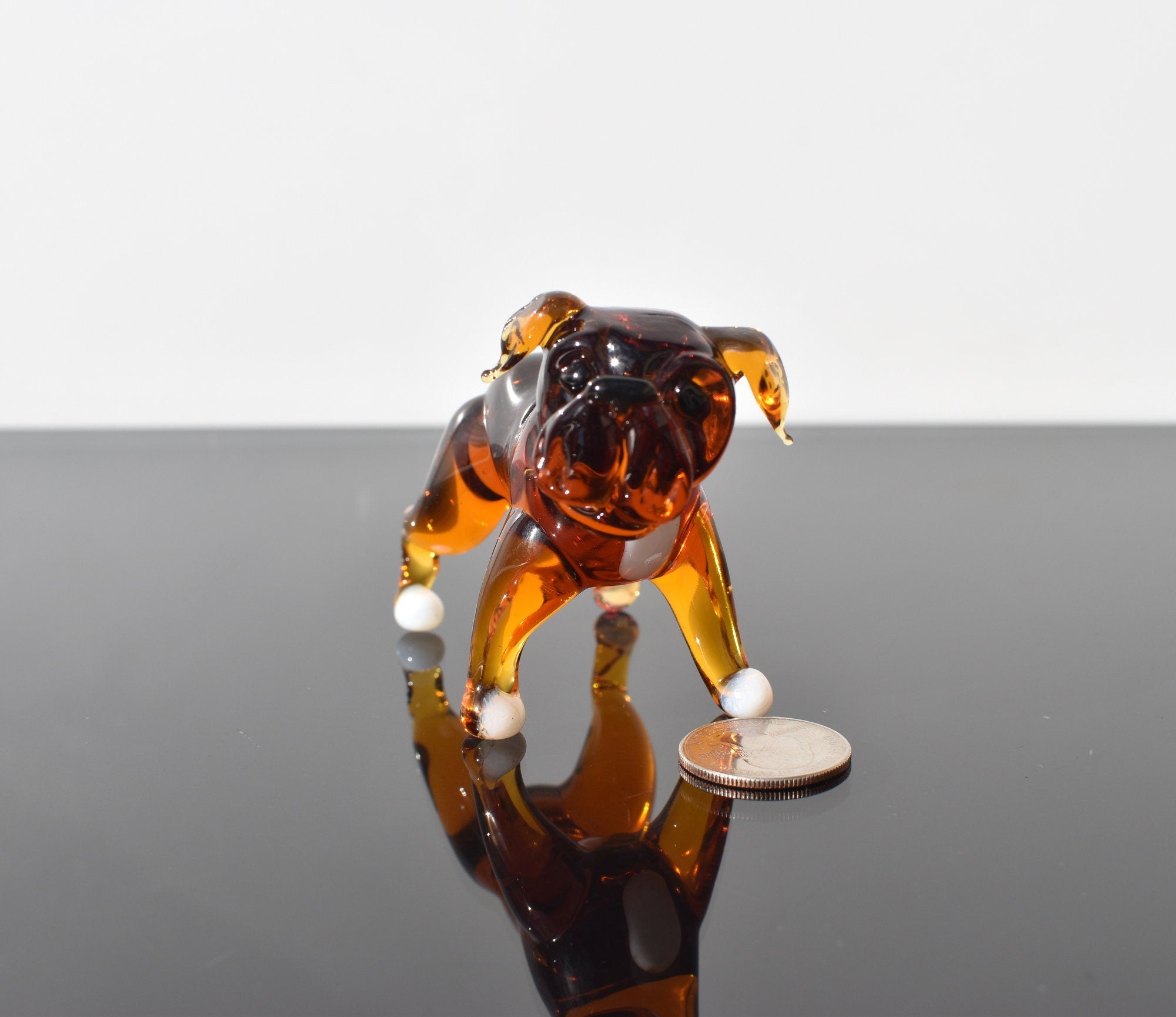 Handmade Glass Bulldog Figurine: Collectible Art Glass Sculpture