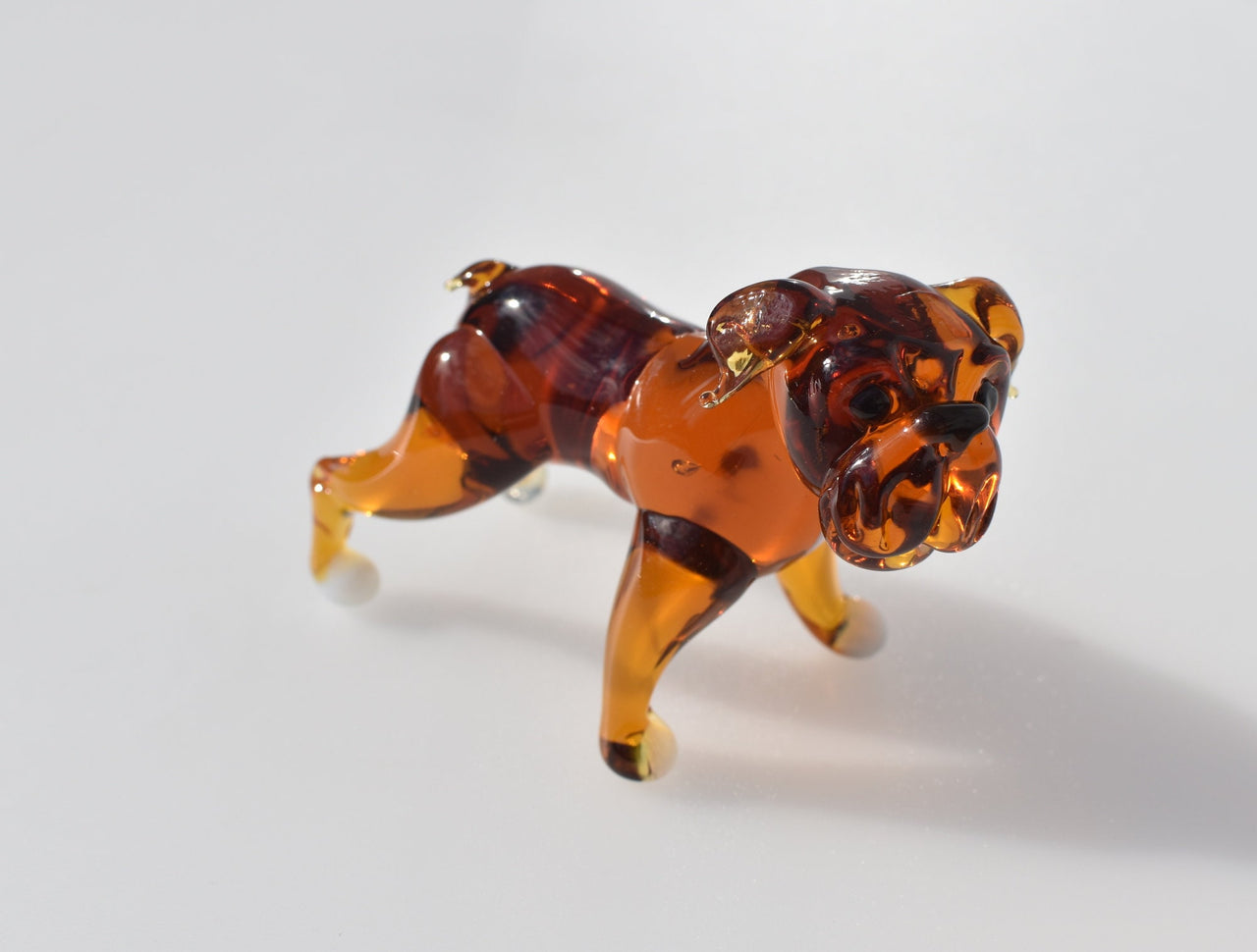 Handmade Glass Bulldog Figurine: Collectible Art Glass Sculpture
