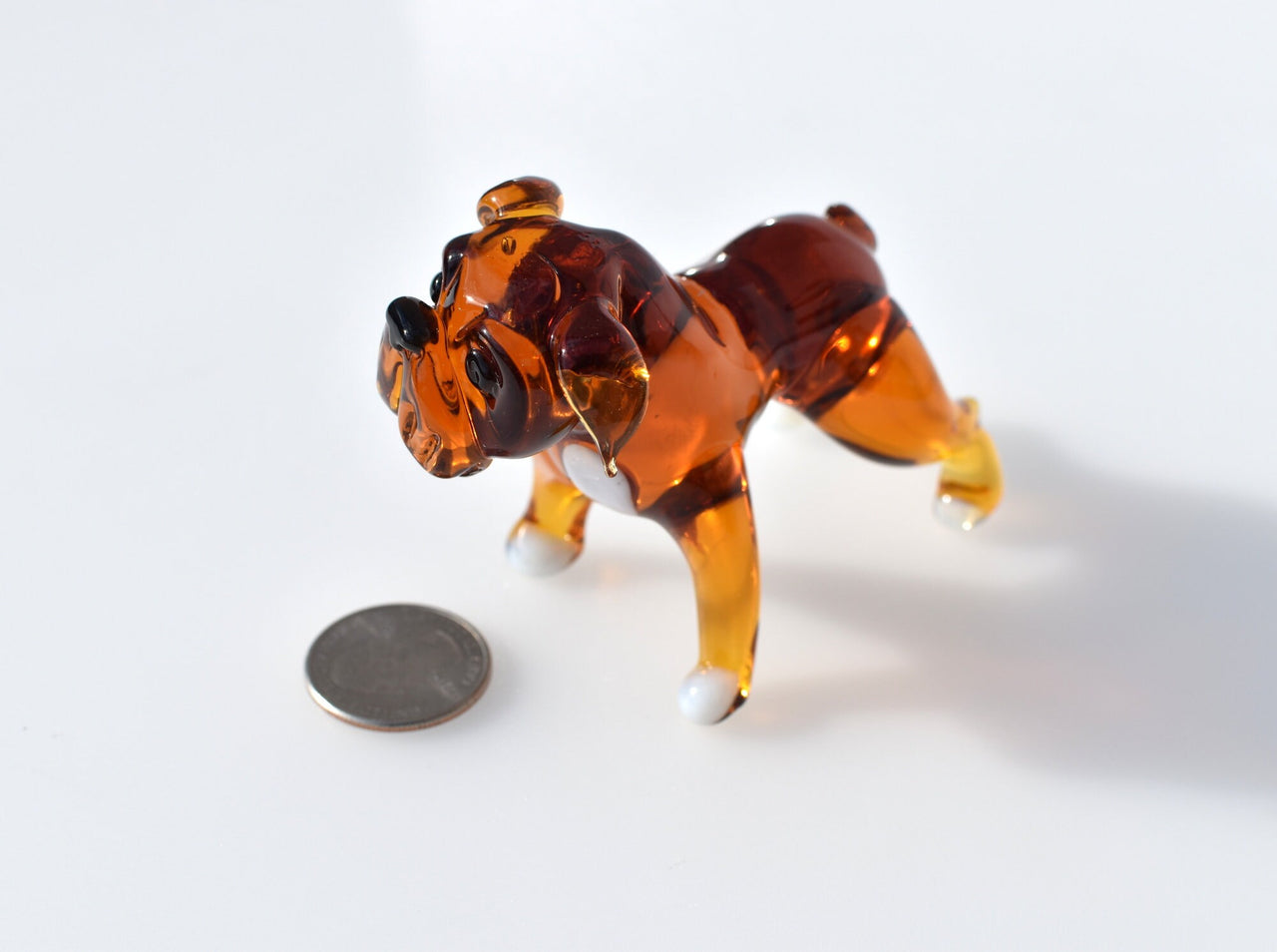 Handmade Glass Bulldog Figurine: Collectible Art Glass Sculpture