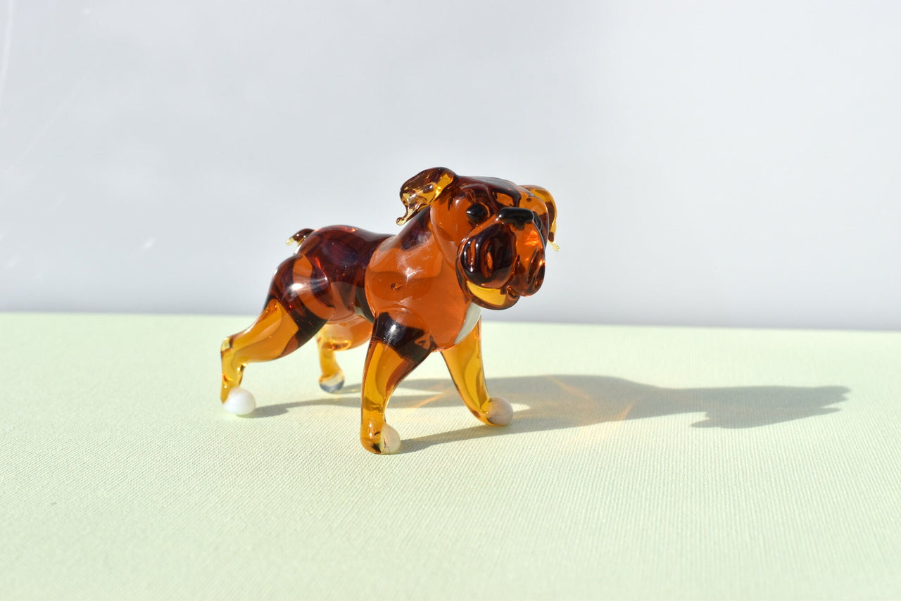 Handmade Glass Bulldog Figurine: Collectible Art Glass Sculpture
