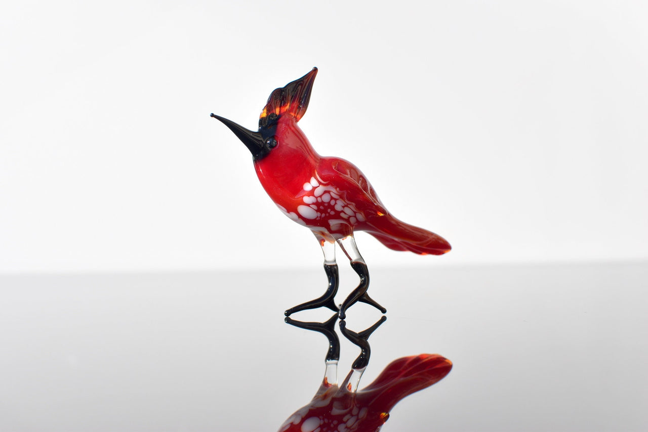 Handmade Glass Bird Figurine: Collectible Cardinal Sculpture
