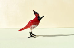 Handmade Glass Bird Figurine: Collectible Cardinal Sculpture