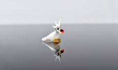 Handmade Glass Cockatoo Figurine: Whimsical Miniature Parrot Sculpture