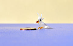Handmade Glass Cockatoo Figurine: Whimsical Miniature Parrot Sculpture