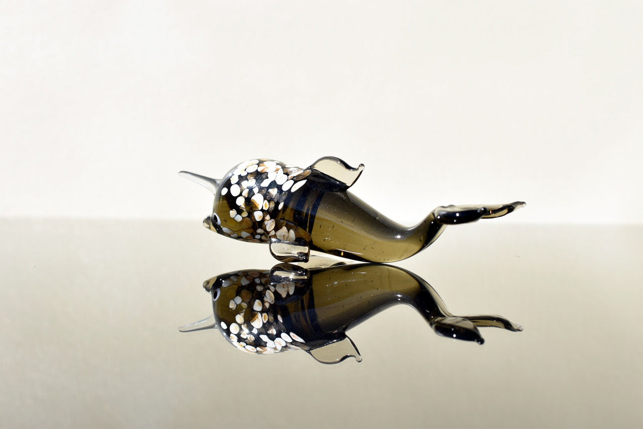 Handmade Glass Narwhal Figurine: Flame Work Collectible, 4-inch