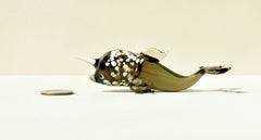 Handmade Glass Narwhal Figurine: Flame Work Collectible, 4-inch