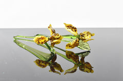 Handmade Yellow Glass Tiger Iris Flower Sculpture: Weatherproof Art Glass, 8-inch