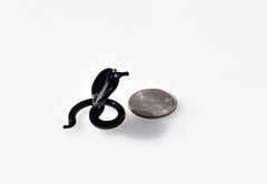 Lampwork Glass Cobra Miniature: Black Glass Menagerie Figurine