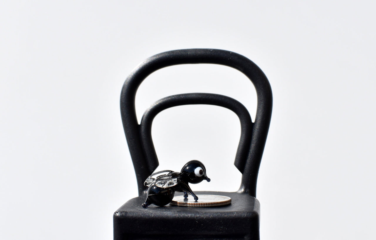 Lampwork Miniature Glass Fly: Whimsical Glass Menagerie Figurine