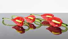 Handmade Glass Anthurium Flower: Red & Yellow Flame-Worked Sculpture