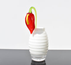 Handmade Glass Anthurium Flower: Red & Yellow Flame-Worked Sculpture