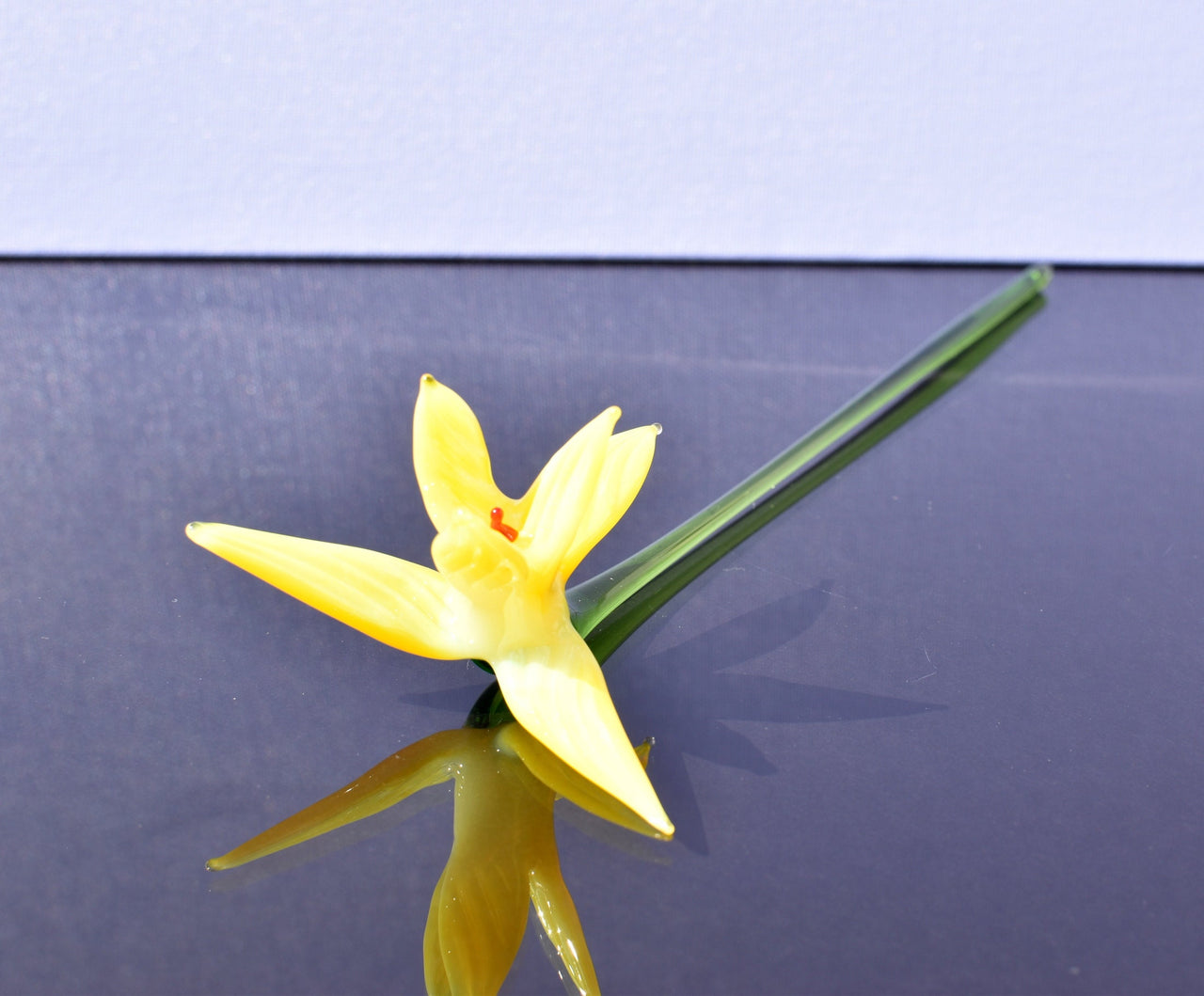 Yellow Glass Bird of Paradise Flower: Handmade Flame Work Sculpture