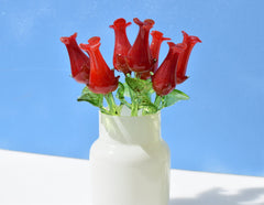 Glass Rose, Glass Birth Month Flower, Red Glass Flowers, Glass Flower Bouquet, Eternal Rose Bouquet, Blown Glass Art, Mothers Day Gifts