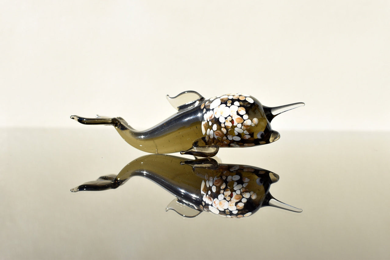 Handmade Glass Narwhal Figurine: Flame Work Collectible, 4-inch