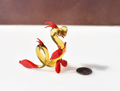 Handmade Art Glass Dragon Figurine: Orange Yellow Flame Work Collectible