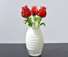 Red Glass Tulips, Glass Flowers Bouquet, Forever Flower, Mothers Day Gifts, Tulip Decor, Spring Decor, Blown Glass Art, Red Tulip Gift