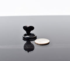 Lampwork Glass Cobra Miniature: Black Glass Menagerie Figurine