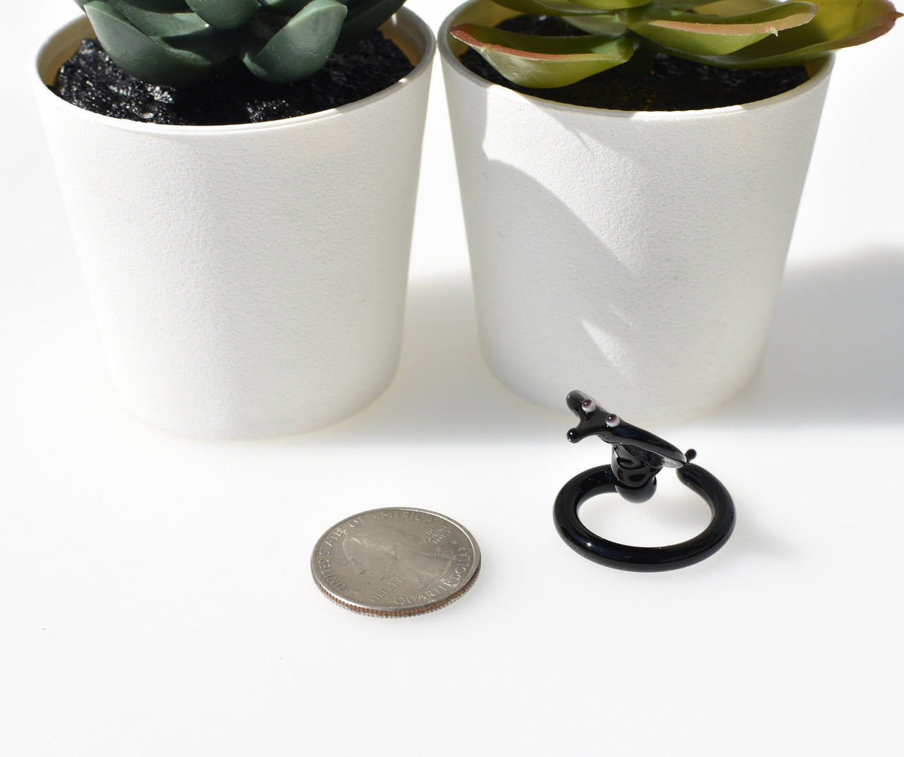 Lampwork Glass Cobra Miniature: Black Glass Menagerie Figurine