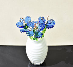 Handmade Blue Glass Flower Sculpture: Weatherproof Art Glass Gift