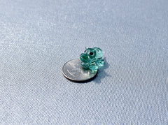 World's smallest turquoise glass Hippopotamus, whimsical, Lamp work miniature  Hippo character, Unique gift.
