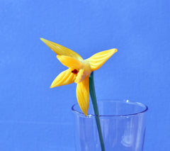 Yellow Glass Bird of Paradise Flower: Handmade Flame Work Sculpture