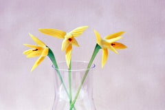 Yellow Glass Bird of Paradise Flower: Handmade Flame Work Sculpture