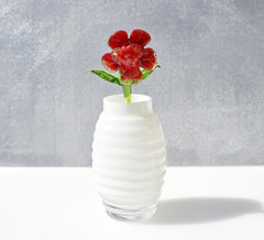 Handmade Red Glass Flower: Collectible Flamework Sculpture, 7 Inch