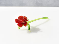 Handmade Red Glass Flower: Collectible Flamework Sculpture, 7 Inch