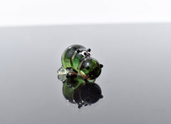 Handmade Green Glass Hippo Figurine: Whimsical Art Glass Sculpture