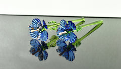 Handmade Blue Glass Flower Sculpture: Weatherproof Art Glass Gift