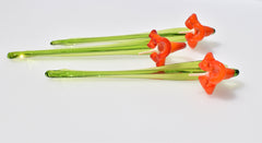 Orange petals  Jubilee  bell glass flower.  Excellent addition to your glass collection, unique gift. Each flower is priced individually.