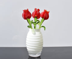 Red Glass Tulips, Glass Flowers Bouquet, Forever Flower, Mothers Day Gifts, Tulip Decor, Spring Decor, Blown Glass Art, Red Tulip Gift