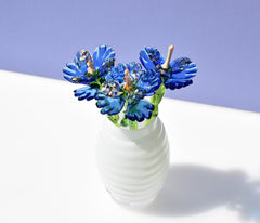 Handmade Blue Glass Flower Sculpture: Weatherproof Art Glass Gift