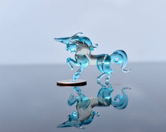 Blue Glass Unicorn Figurine: Handmade Flame-Worked Sculpture