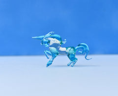 Blue Glass Unicorn Figurine: Handmade Flame-Worked Sculpture